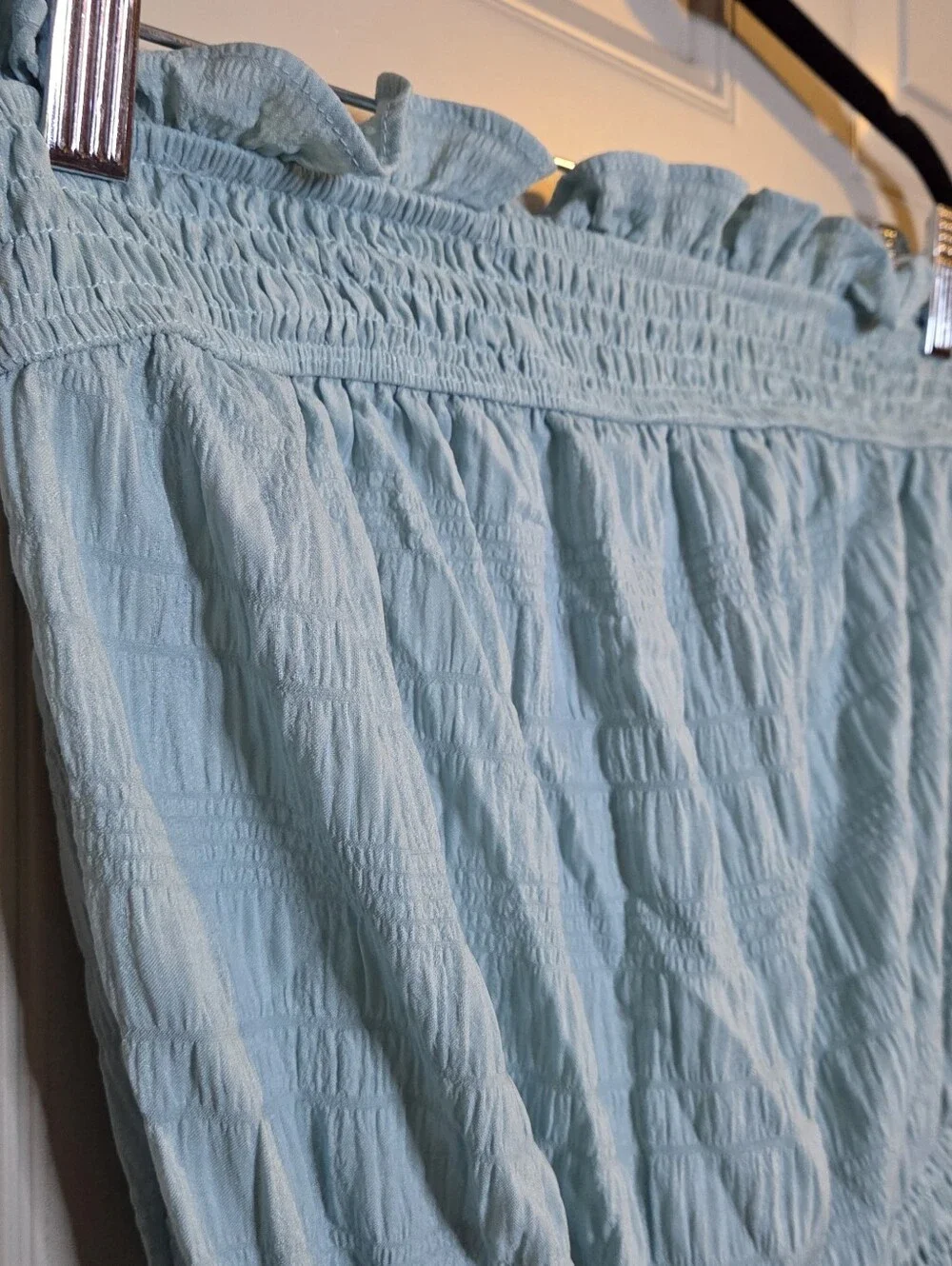 NWT Dipped Shop - Light Blue Strapless Ruffle-Hem Romper